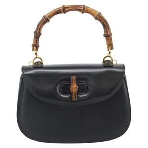 Gucci Bamboo Leather Handbag Black
